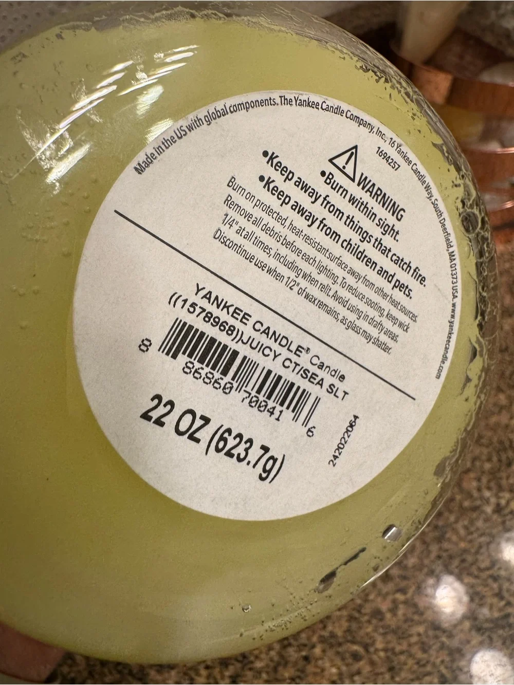 Yankee Candle Juicy Citrus‎ & Sea Salt Large Yellow Jar Candle
